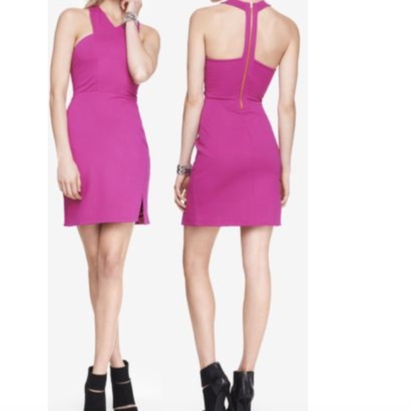Express Pink Crisscross Neck Ponte Knit Sheath Dress - Picture 1 of 5